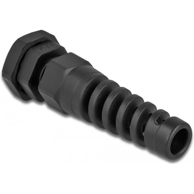 Delock Kabelverschraubung mit Zugentlastung PG7 schwarz (Kabelschlauch), Kabel Zubehör, Schwarz