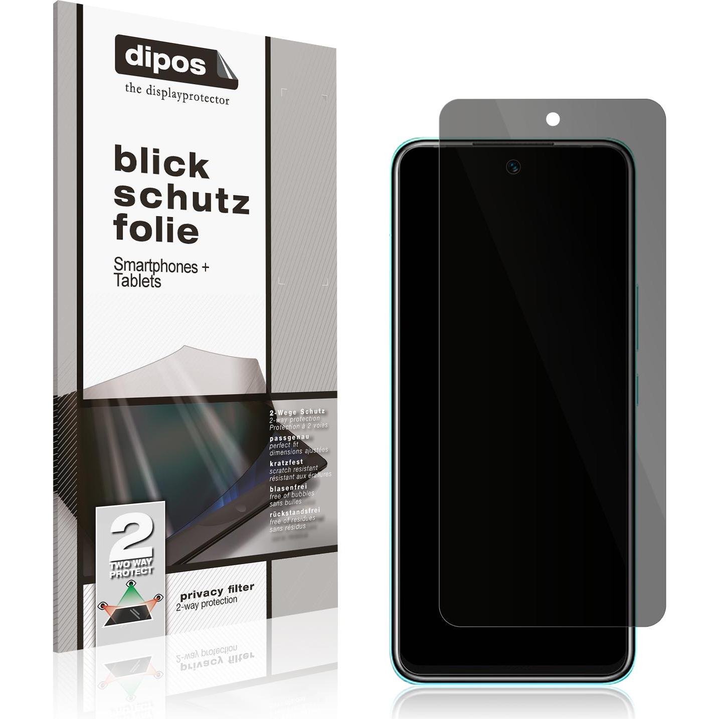 Dipos Blickschutzfolie 2-Way Anti-Shock (1 Stück, Infinix Hot 12 Play), Smartphone Schutzfolie, Transparent