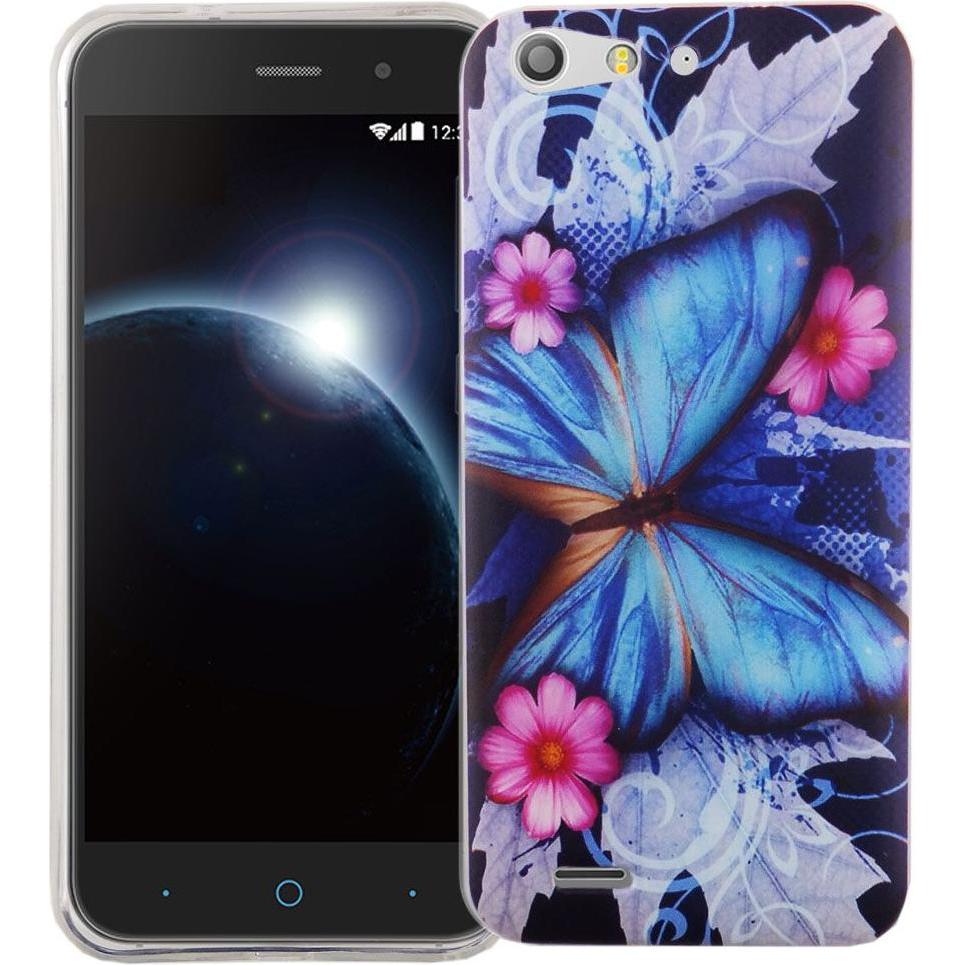 König Design Handy Hülle für ZTE Blade V6 Schmetterling Blau Tasche Case Cover Motiv Slim TPU (ZTE Blade V6), Smartphone...
