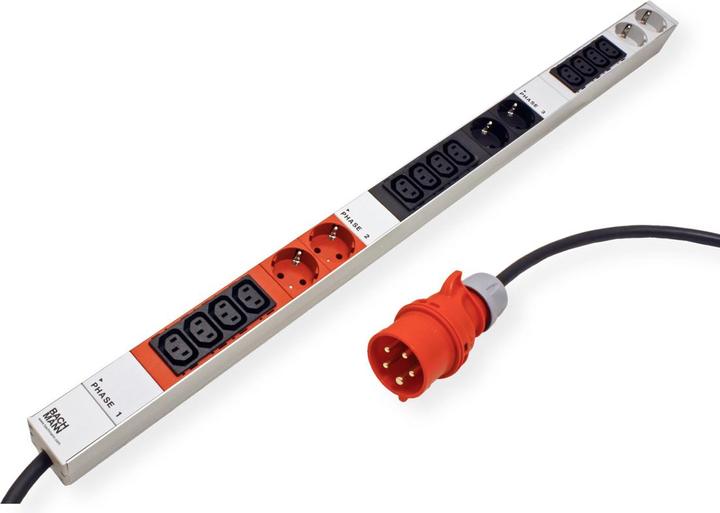 Produktbild Bachmann IT PDU ALU 0HE 12x C13 6x Schutzkontakt 3x 16A CEE rot
