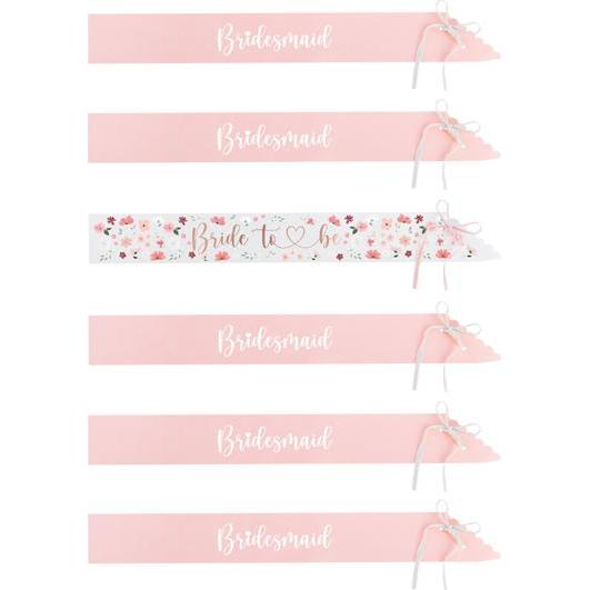 Partydeco Sashes Bride to be & Bridesmaid, mix, 76cm (1 pkt / 6 pc.)