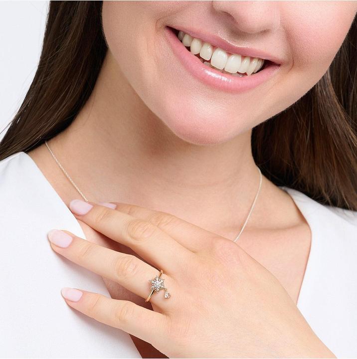 Produktbild Thomas Sabo Ring Schneeflocke mit Weissen Steinen Roségold (56, 925 Silber)