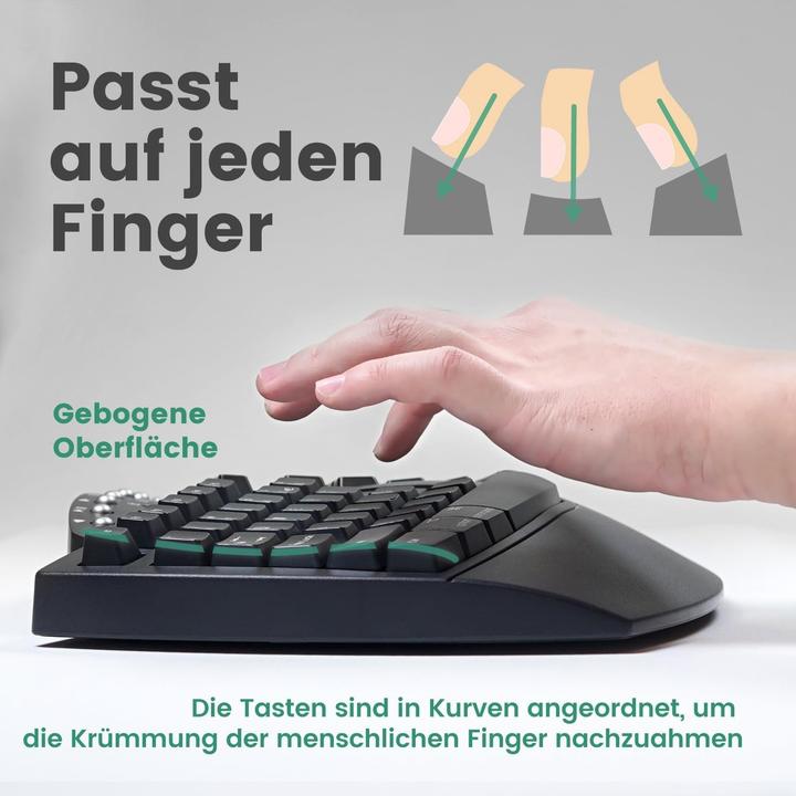 Immagine prodotto Perixx PERIDUO-512 DE, set tastiera e mouse, cablato, ergonomico, nero (DE, Cablato)