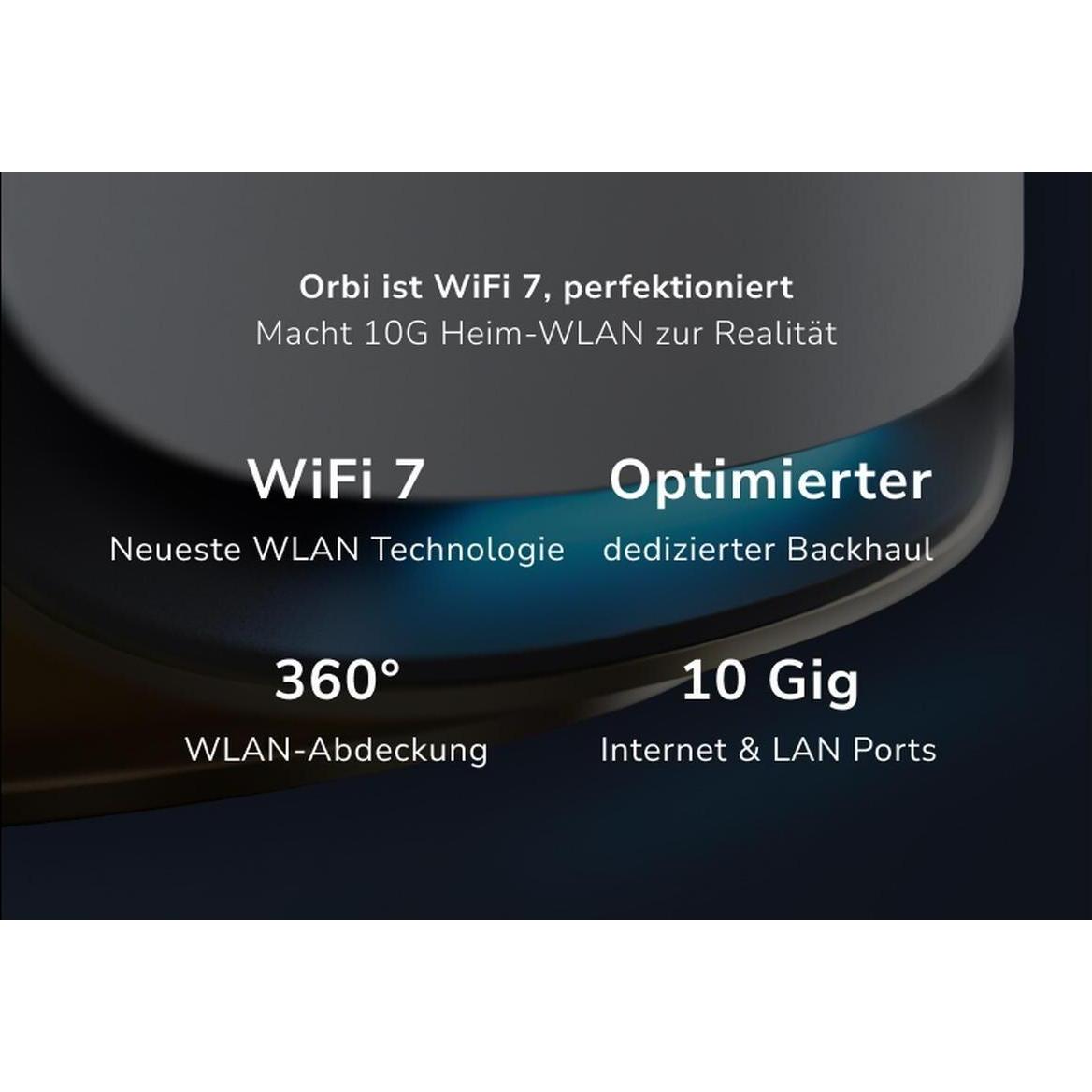 Netgear Orbi 970 Series Quad-Band WiFi 7 Mesh System - 2 Pack, Router, Schwarz