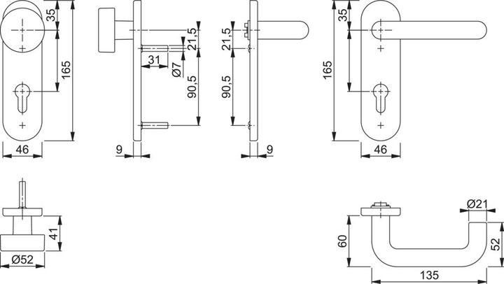 Produktbild Hoppe Feuerschutzgarnitur Paris FS-K58/353K/138 Kunststoff F9005 D/K für Türstärke 40-66 mm PZ abgerund... (Türgriff)