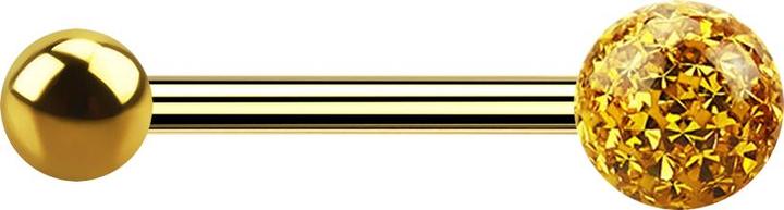 Produktbild Star Piercing Barbell vergoldet mit Kugel und Kristallkugel topaz Epoxy Schutzschicht (ohne Messing, Titan)