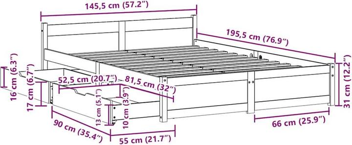 Image du produit vidaXL Bettrahmen (140 x 190 cm)