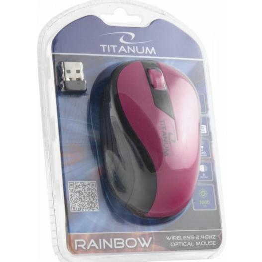 Esperanza Titanum Mysz Bezprzewodowa Optyczna Tm114p Rainbow Różowa (Kabellos), Maus, Schwarz, Pink