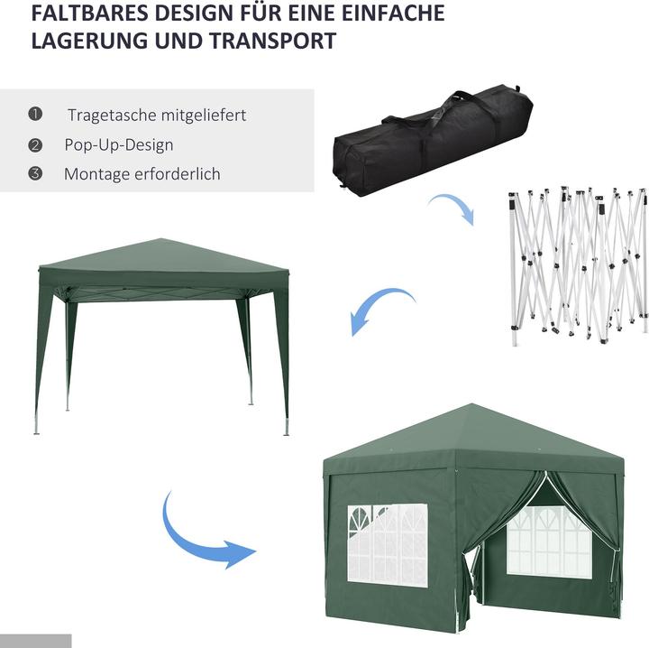 Actual product image Outsunny Pavillon Polyester, Stahl Grün (295 cm, 295 cm)