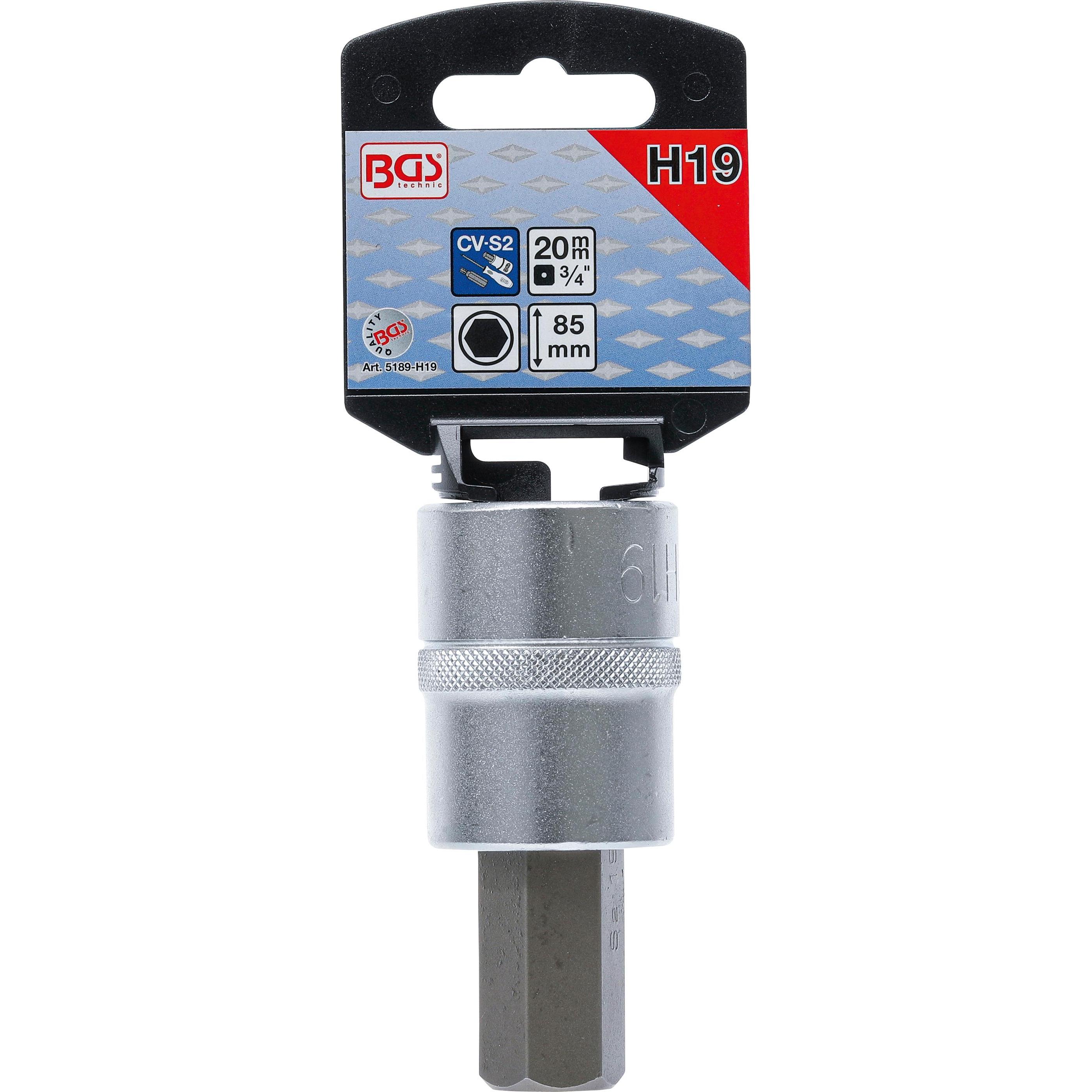 Thumbnail - BGS, Bits, Bit-Einsatz Antrieb Innenvierkant 20 mm (3/4") Innensechskant 19 mm (20 mm)