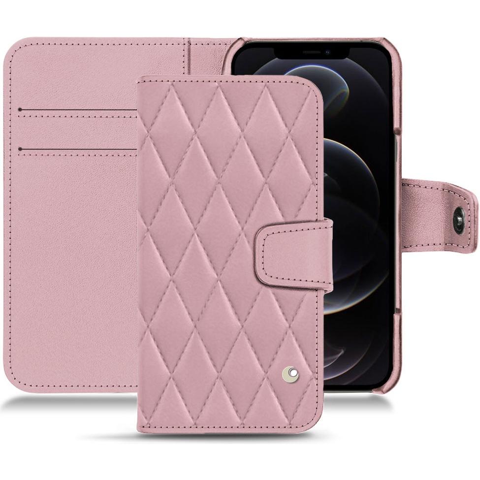 Noreve Lederschutzhülle Wallet (Apple iPhone 12 Pro Max), Smartphone Hülle, Rosa