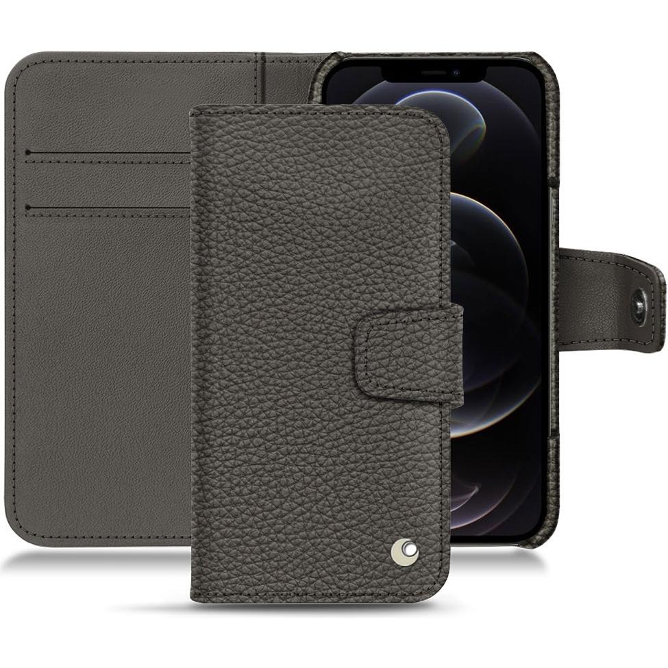 Noreve Lederschutzhülle Wallet (Apple iPhone 12 Pro Max), Smartphone Hülle, Grau