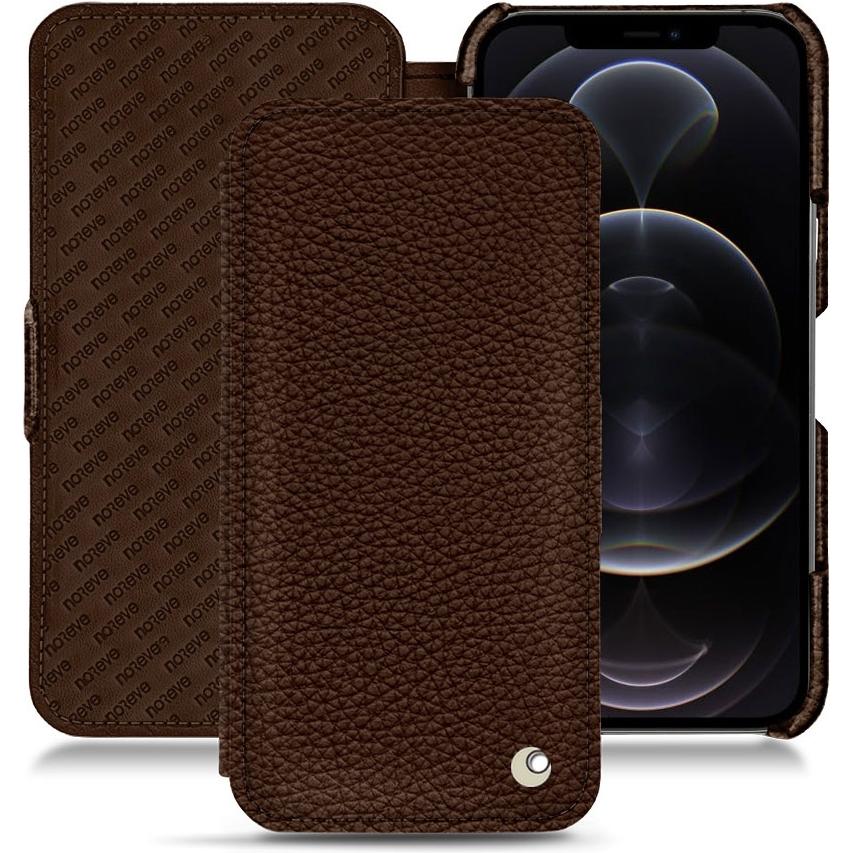 Noreve Lederschutzhülle horizontal (Apple iPhone 12 Pro Max), Smartphone Hülle, Braun