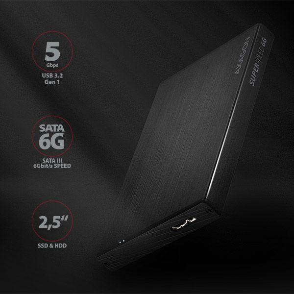 Productafbeelding Axagon EE25-XA6 - HDD / SSD behuizing - 2,5 Inch - SATA - Serial ATA II - Serial ATA III (2.5")