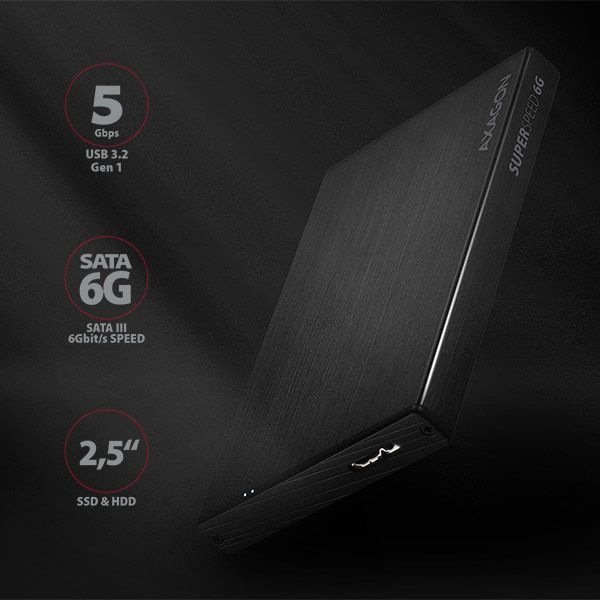 Actual product image Axagon EE25-XA6 - HDD / SSD Enclosure - 2.5 Inch - SATA - Serial ATA II - Serial ATA III (2.5")