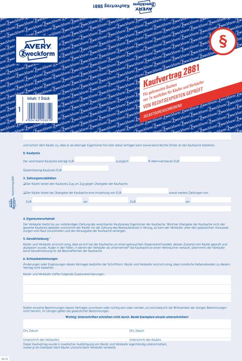 Produktbild Avery Kaufvertrag (2 x)