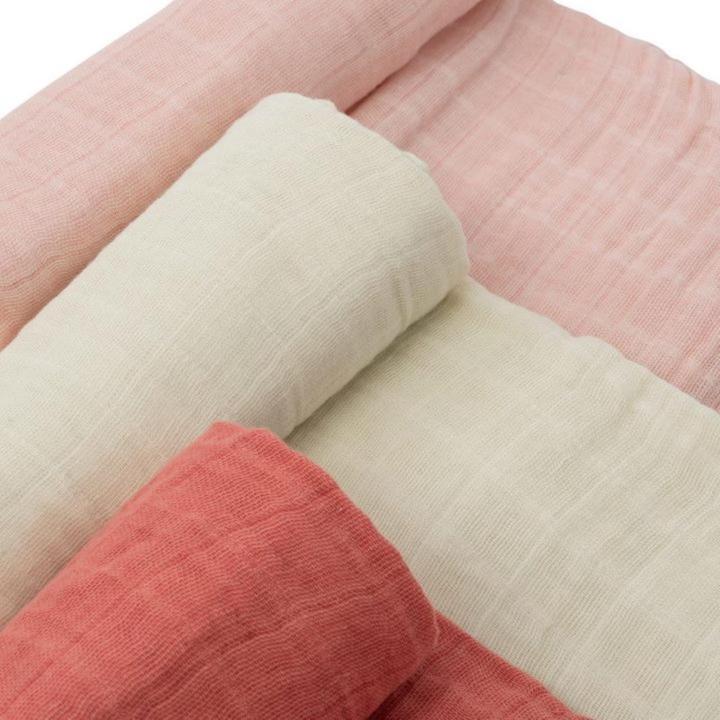 Actual product image little unicorn Cotton Muslin Swaddle 3 Pack - Rose Petal (120 cm, 120 cm)