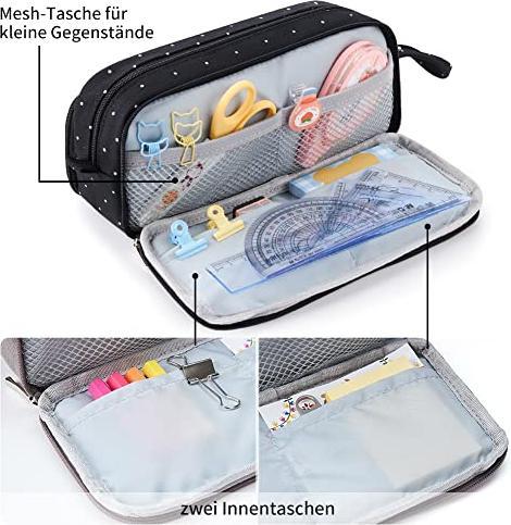 Image du produit Only-Bags.Store Trousse à crayons avec 3 compartiments Grande capacité Trousse à crayons Pencil Case