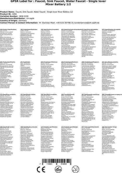 Actual product image Ich-zapfe Wasserhahn, Spültischarmatur, Wasserarmatur - Einhebel-Mischbatterie 1/2