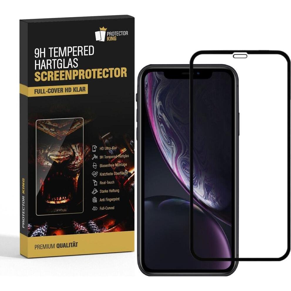 Protectorking 2x echtes Tempered 9H Panzerhartglas 3D KLAR (2 Stück, Apple iPhone XR), Smartphone Schutzfolie