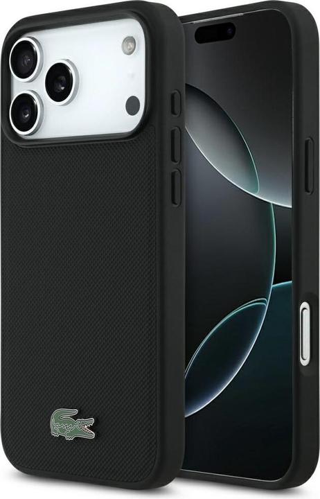 Actual product image Lacoste - Hardcase Petit Pique Lacquer Logo MagSafe (LCHMP17XPLAK) - iPhone 17 Pro Max - Black (Apple iPhone 17 Pro Max)