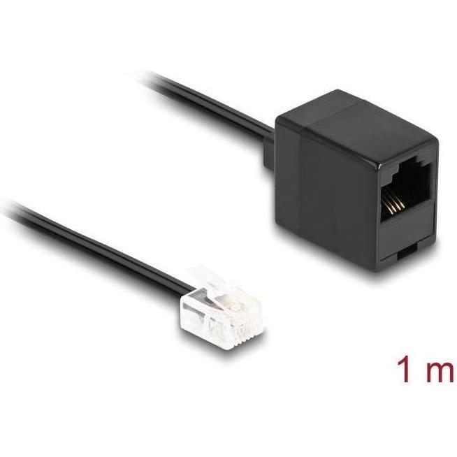 Delock Telefonkabel RJ11 Stecker zu RJ45 Buchse schwarz 1 m, Telefon Zubehör