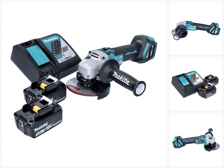 Actual product image Makita DGA 513 RM Battery angle grinder 18 V 125 mm Brushless + 2x battery 4.0 Ah + charger (125 mm)