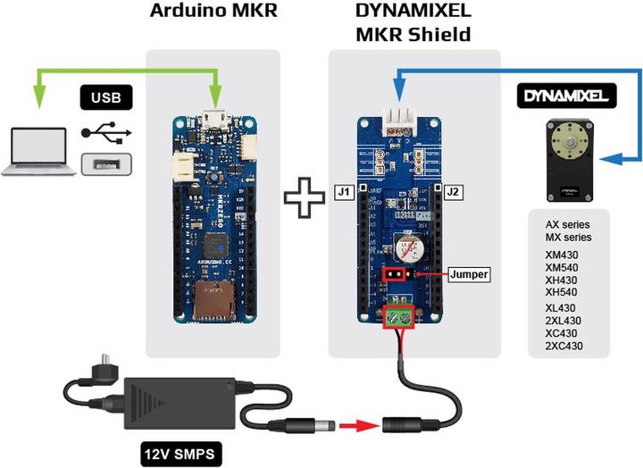 Image du produit Robotis Contrôleur de servomoteur DYNAMIXEL Shield pour Arduino MKR (Anglais)