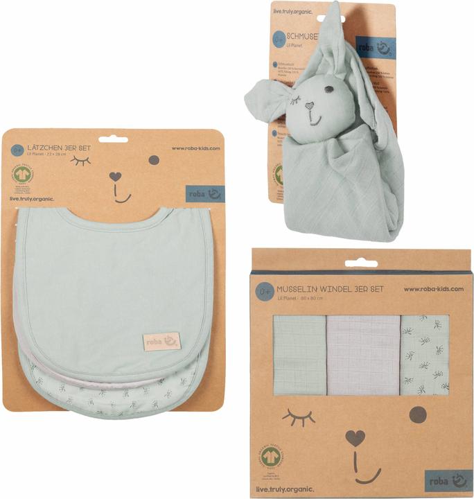Actual product image Roba Gift set Baby Essentials Lil Planet frosty green