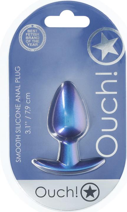 Produktbild Ouch! Glatter Silikon Anal Plug - Medium - 3.1 / 7,9 cm - Metallic Blau