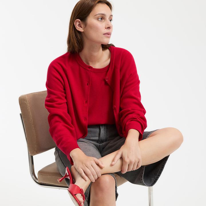 Produktbild La Redoute Collections Strickjacke mit Rundhalsausschnitt aus feinem Strick aus 100% Wolle (XXL)