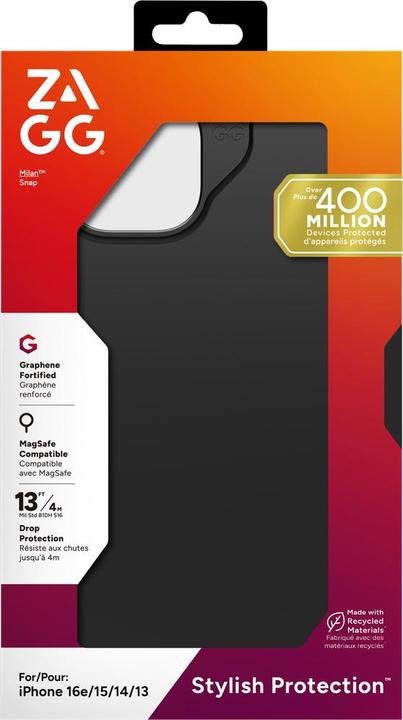 Actual product image Zagg Milan Snap Case iPhone 16e/15/14/13 Black (Apple iPhone 13, Apple iPhone 14, Apple iPhone 15, Apple iPhone 16e)