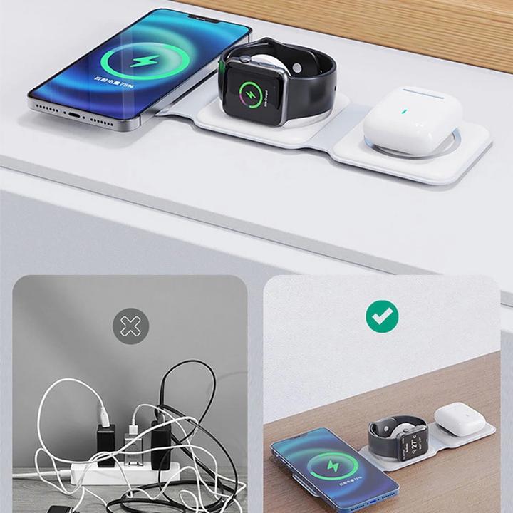 Produktbild Dudao A11N 15W 3in1 induktives Ladegerät – weiss (15 W)