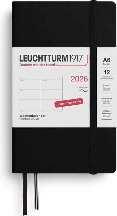 Produktbild Leuchtturm1917 Leuchtturm 1w/2s.Pocket Sc Schw (A6, 1 Woche / 2 Seiten)