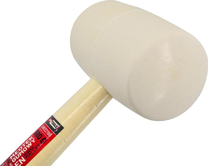 Immagine prodotto Awtools Gummihammer mit Holzgriff, weiss, 900 g (900 g)