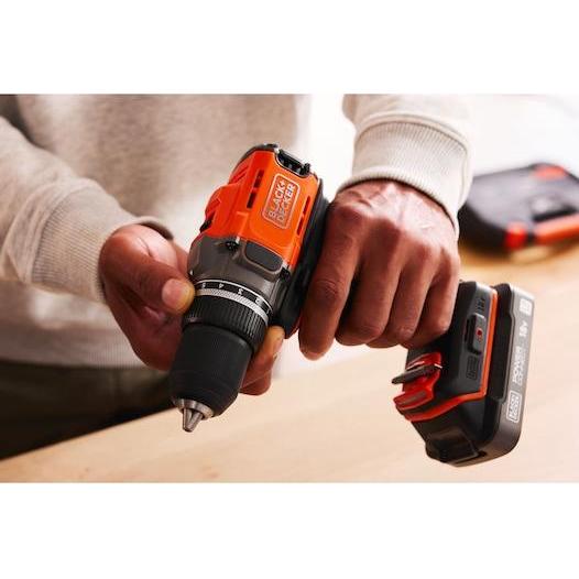 Thumbnail - Black & Decker, Bohrmaschine + Akkuschrauber, Black&Decker Akku-Bohrschrauber 18V 2Ah, 2G, Kof BCD382D1XK (Akkubetrieb)