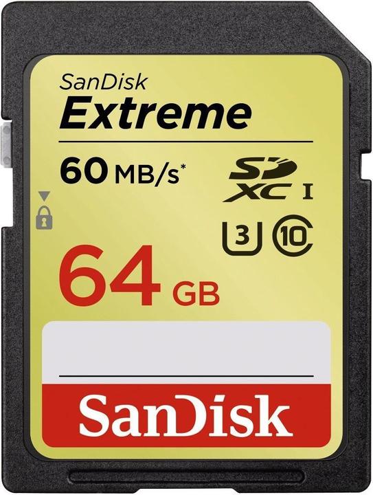 SanDisk Extreme SDXC (64 GB, SDXC, U3, UHS-I)