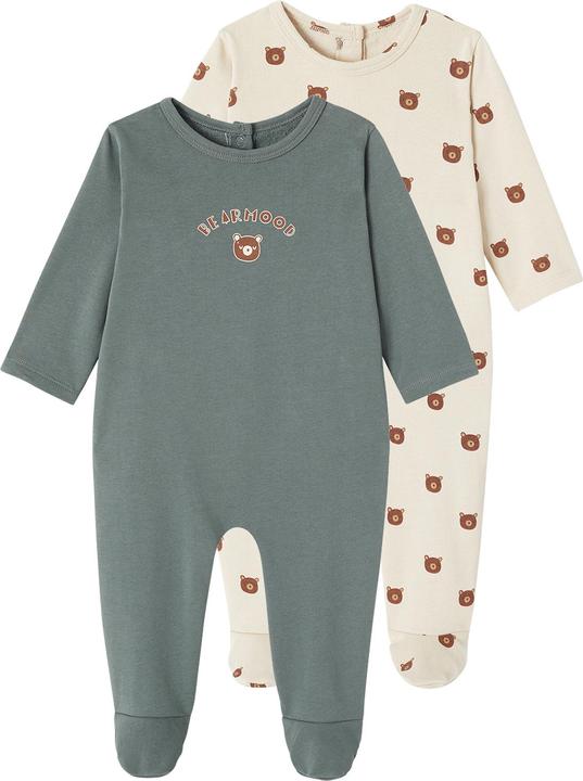 Produktbild Vertbaudet 2er-Pack Jungen Baby Strampler aus Sweatware mit Teddy Oeko-Tex (86)