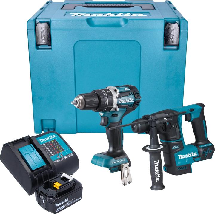 Immagine prodotto Makita Kit combinato a batteria DLX 2278 SF1J + trapano a percussione DHP 484 54 Nm + trapano a