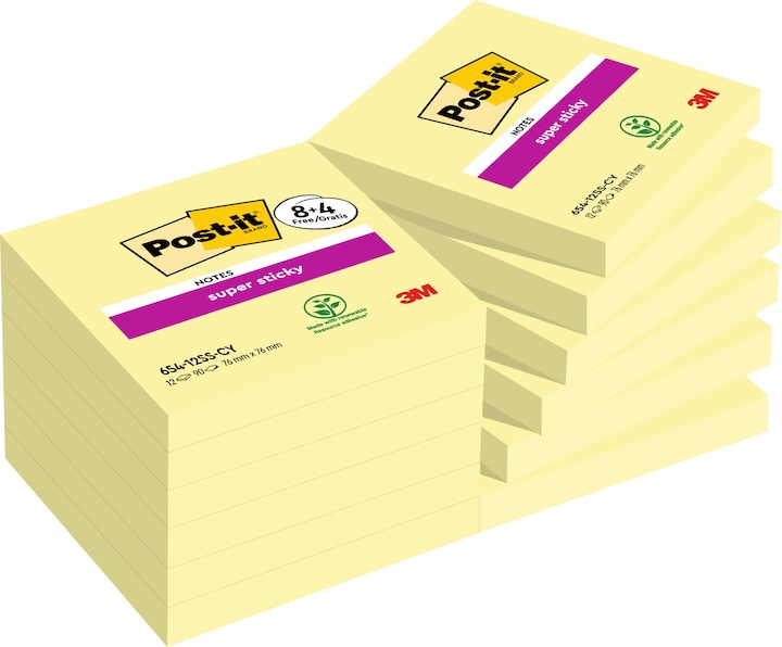 Produktbild Post-it Super Sticky 8 + 4 (76 x 76 mm)