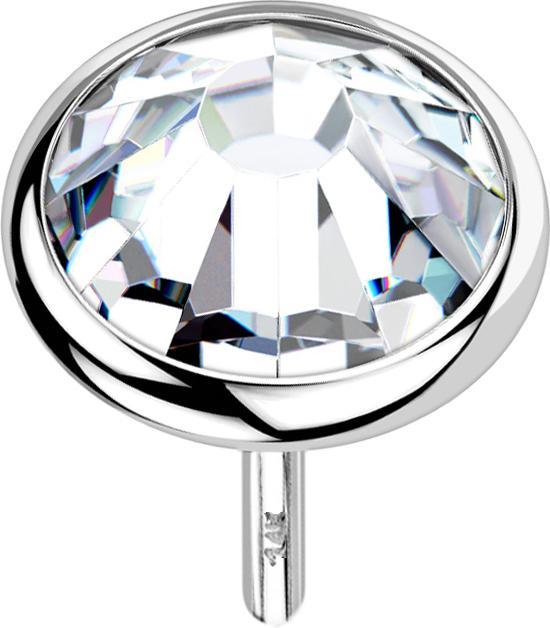 Image du produit Star Piercing Threadless disque en or blanc 14k avec cristal argenté (sans laiton, Or 14k)