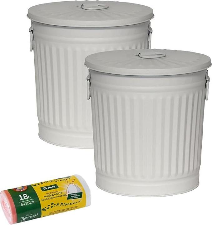 Produktbild Jinfa Retrodesign Mülleimer mit Deckel (2 x 18L + 50 Beutel) (18 l)