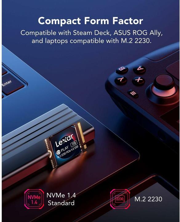 Productafbeelding Lexar SSD PLAY drive PCIe4.0 2230 5200/4700MB/s (1000 GB, M.2 2230)