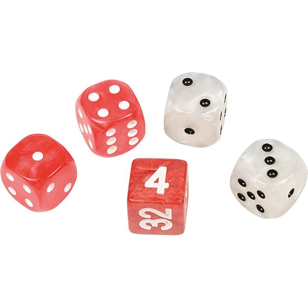 Philos Set di dadi per backgammon, plastica, rosso e bianco, 16 mm, 4 dadi