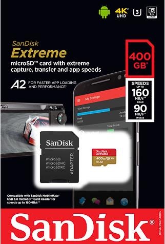 Actual product image SanDisk Extreme microSD A2 (400 GB, microSDXC, U3, UHS-I)