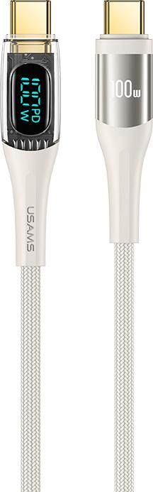 Actual product image Usams Type-C to Type-C Charging Cable - Beige (1.20 m, 100 W)