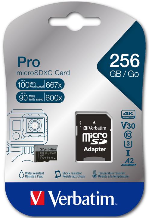 Produktbild Verbatim microSDXC-Card (256 GB, microSDXC, U3, UHS-I)