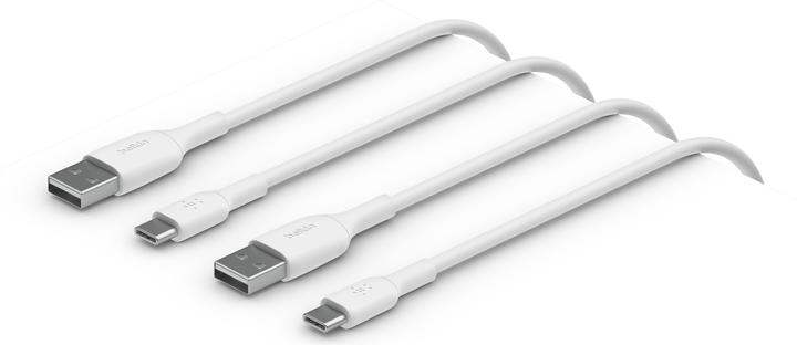 Produktbild Belkin USB-A to USB-C PVC White 1m Twin Pack (1 m, USB 2.0)