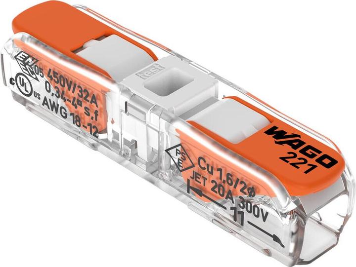 Wago Through connector221-2401m.lever max.AWG12/4qmm 2-wire