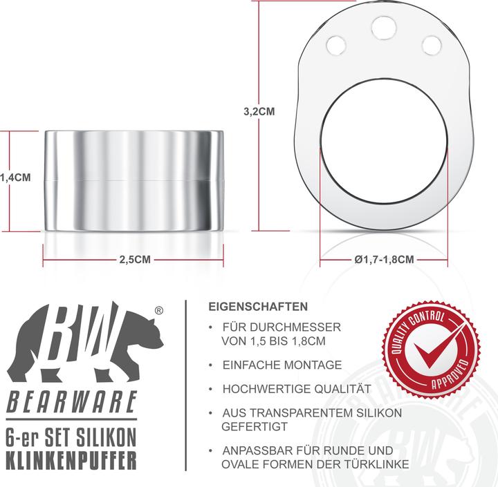 Produktbild Bearware Türklinkenpuffer (6 Stück, Ø 2.5 x 3.2 cm)